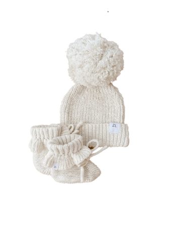 Ziggy Lou Coconut Frill Baby Beanie & Booties - Little French Heart
