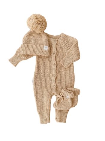 Ziggy Lou Wheat Romper and booties for Babies - Little French Heart