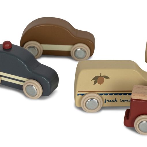 Konges Slojd - Wooden Mini Cars 9 Pcs FSC - Beige - Little French Heart