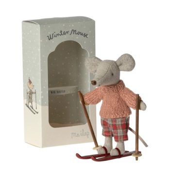 Maileg Winter Mouse with Skis Big Sister - Little French Heart