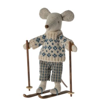 Maileg Winter Mouse with Skis Dad - Little French Heart