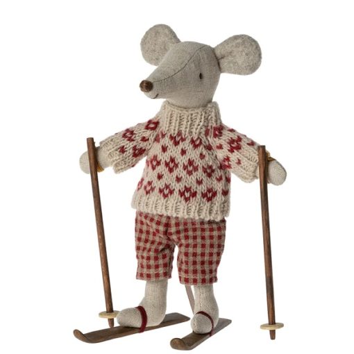 Maileg Winter Mouse with Skis Mum - Little French Heart