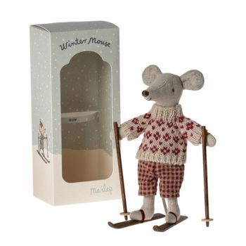 Maileg Winter Mouse with Skis Mum - Little French Heart