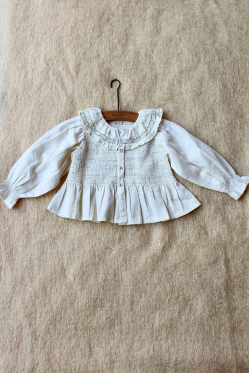 Bojour Ecru Cropped Blouse - Little French Heart