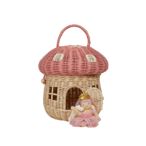 Olli Ella-Rattan Mushroom Basket-Musk Little French Heart