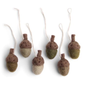 Gry & Sif Acorn Decoration green 6pk - Little French Heart