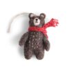 Gry & Sif Bear Grey Felt Decoration with Red Scarf - Little French Heart