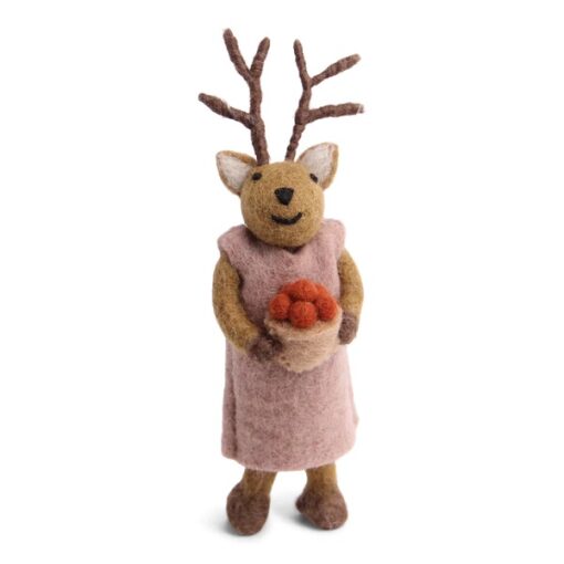 Gry & Sif Deer Girl Small Brown with Berries - Little French Heart