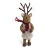 Gry & Sif Deer Girl Small Brown with Dress & Scarf - Little French Heart