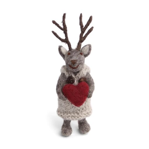 Gry & Sif Deer Girl Small Grey with Heart - Little French Heart