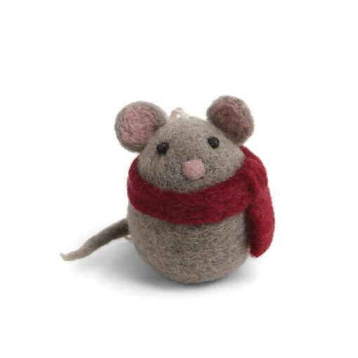 Gry & Sif Mouse with Scarf Felt Decoration - Little French Heart