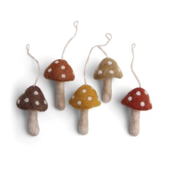 Gry & Sif Mushroom Red Decoration 5pk - Little French Heart
