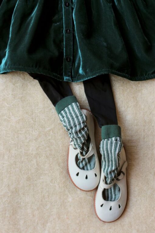 Bonjour Diary English Green Velvet Tunique close up - Little French Heart