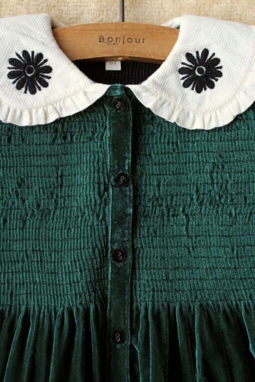 Bonjour Diary English Green Velvet Tunique collar - Little French Heart