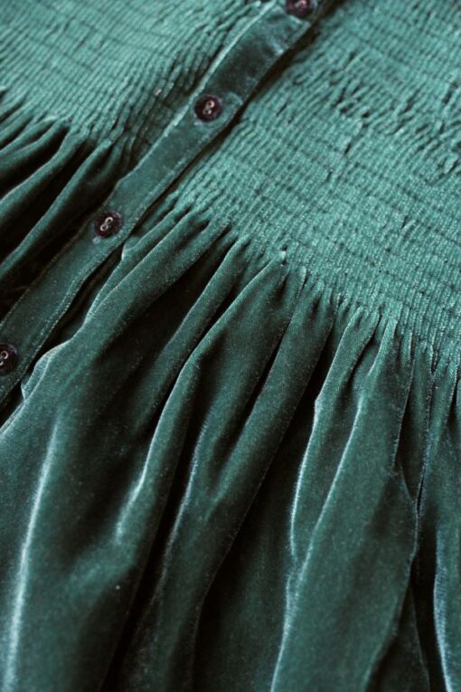 Bonjour Diary English Green Velvet fabric - Little French Heart