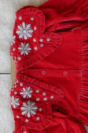 Bonjour Diary Sun Dress Collar Red Velvet - Little French Heart