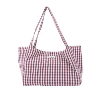 cotton-handbag-vichy-bordeaux womens accessory - little French Heart