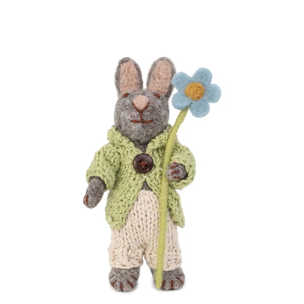 Gry & Sif Grey Bunny Jacket Pants & Blue Anemone - Little French Heart