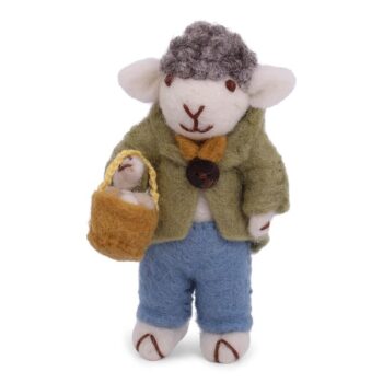 Gry & Sif Grey Sheep Green Jacket & Egg Basket - Little French Heart