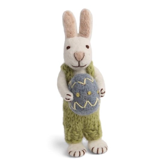 Gry & Sif Bunny Small White pants & blue egg - Little French Heart 1