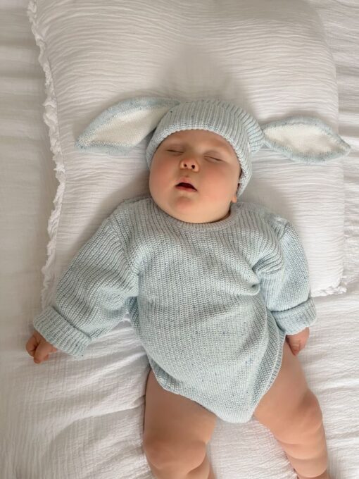 Ziggy Lou Easter Beanie and Bubble Romper Aero Fleck Boston Hudson Banks baby gifts - Little French Heart