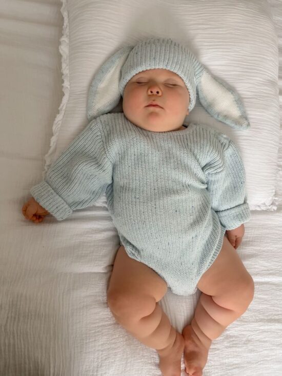 Ziggy Lou Easter Beanie and Bubble Romper Aero Fleck Boston Hudson Banks baby romper - Little French Heart