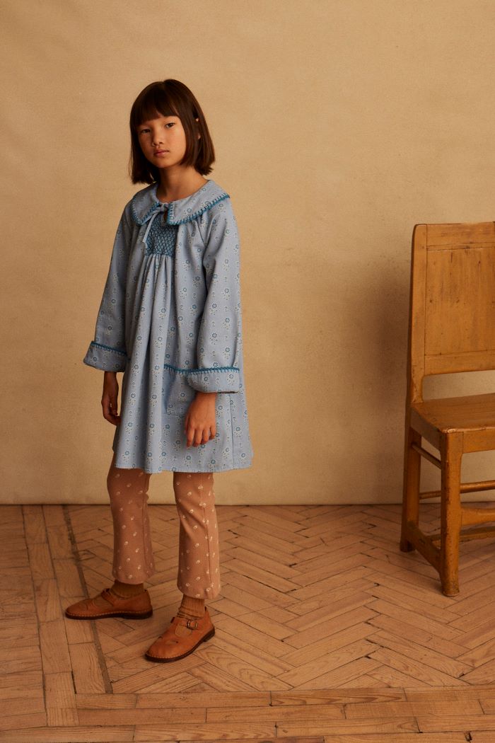 apolina Nola Dress Folk Floral Blue Mist