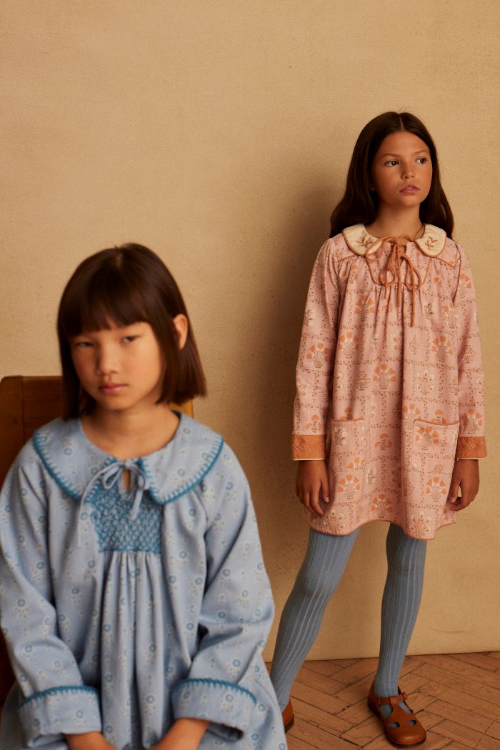 Apolina Nola Dress - Folk Floral Blue Mist (S7-9) | Little