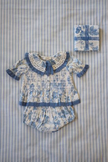 Bonjour Baby Bloomer and blouse tapestry set baby gifts - Little French Heart
