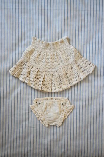 Bonjour skirt and panty Vintage lace crochet girls wear - little french heart