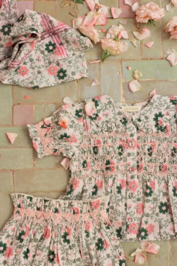 Smocked Baby Blouse Bloomers & Scarf Meadow - Little French Heart