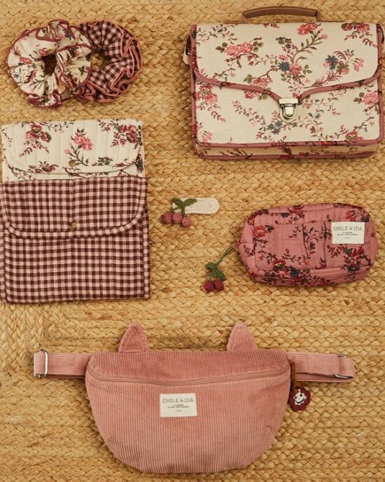 Emile et Ida Powder Velvet Cat Fanny Pack Poudre - Little French Heart