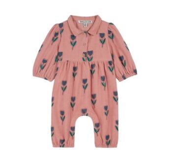 Emile et Ida Velvet Tulip Blush Jumpsuit - Little French Heart