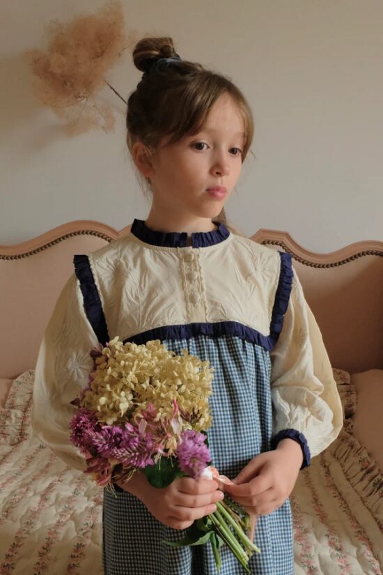 Bonjour Blue gingham Ines Dress main - Little French Heart