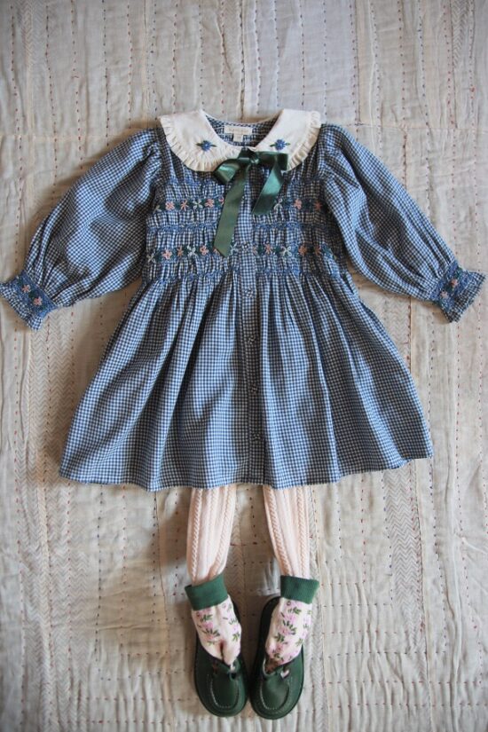 Bonjour Romantic Blue Checkered Tunic front - Little French Heart