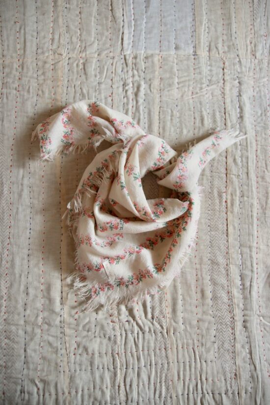 Bonjour Wool Scarf with a Medley of Flowers - Little French Heart