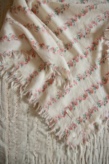 Bonjour Wool Scarf with a Medley of Flowers - Little French Heart