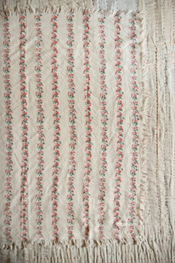 Bonjour Wool Scarf with a Medley of Flowers - Little French Heart