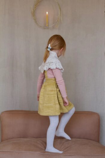 Iver & Esla Floral Embroidered Pinafore - Flax - Little French Heart