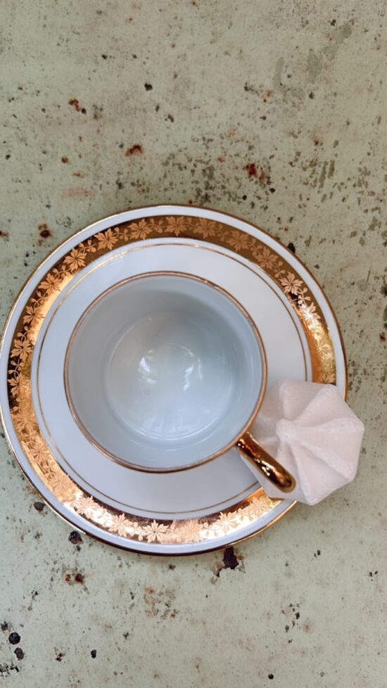 French Antique Espresso Cups gold - Little French Heart