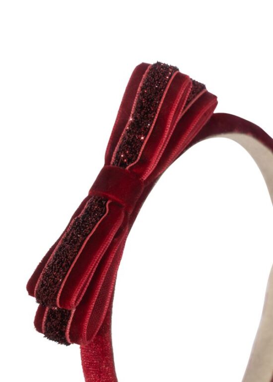 Konges Slojd Velvet Bow Hairbrace ~ Red - Little French Heart
