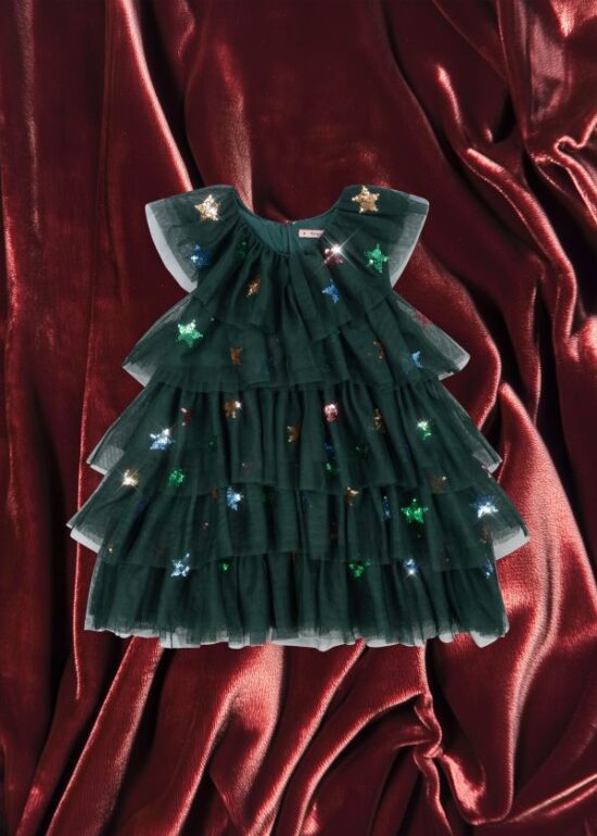 Konges Slojd Yvonne Christmas Dress ~ Hunter Green - Little French Heart