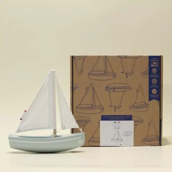 wooden toy boat le sloop-water green -maison_tirot - Little French Heart