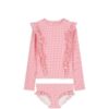 Bathing Set Yanika Pink Fragola Vichy sun protective swimsuit - Little French Heart