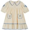 Emile et Ida Emboridered Denim Dress Ecru - LIttle French Heart