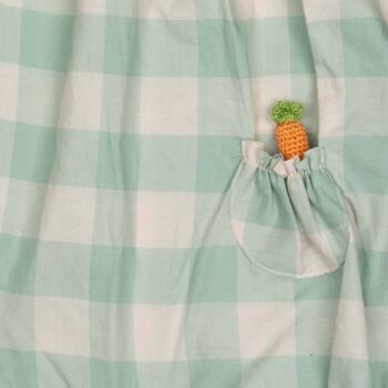 Wild Wawa Bunny Pocket Romper Green Gingham Carrot - Little French Heart