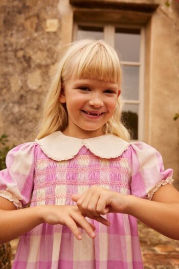 Hello Simone Lalie Dress check lilac girlswear - Little French Heart