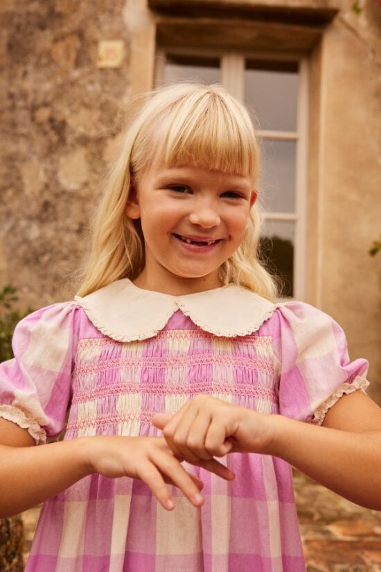 Hello Simone Lalie Dress check lilac girlswear - Little French Heart