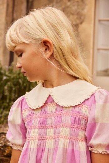 Hello Simone Lalie Dress check lilac girlswear - Little French Heart