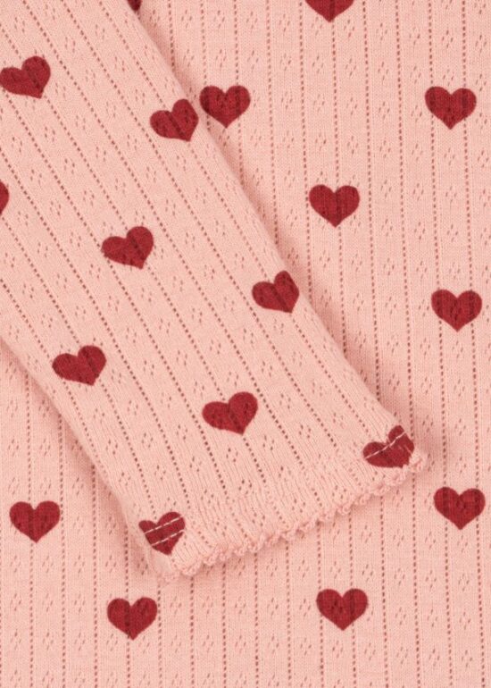 Konges Basic Onesie amour rouge pointelle - Little French Heart
